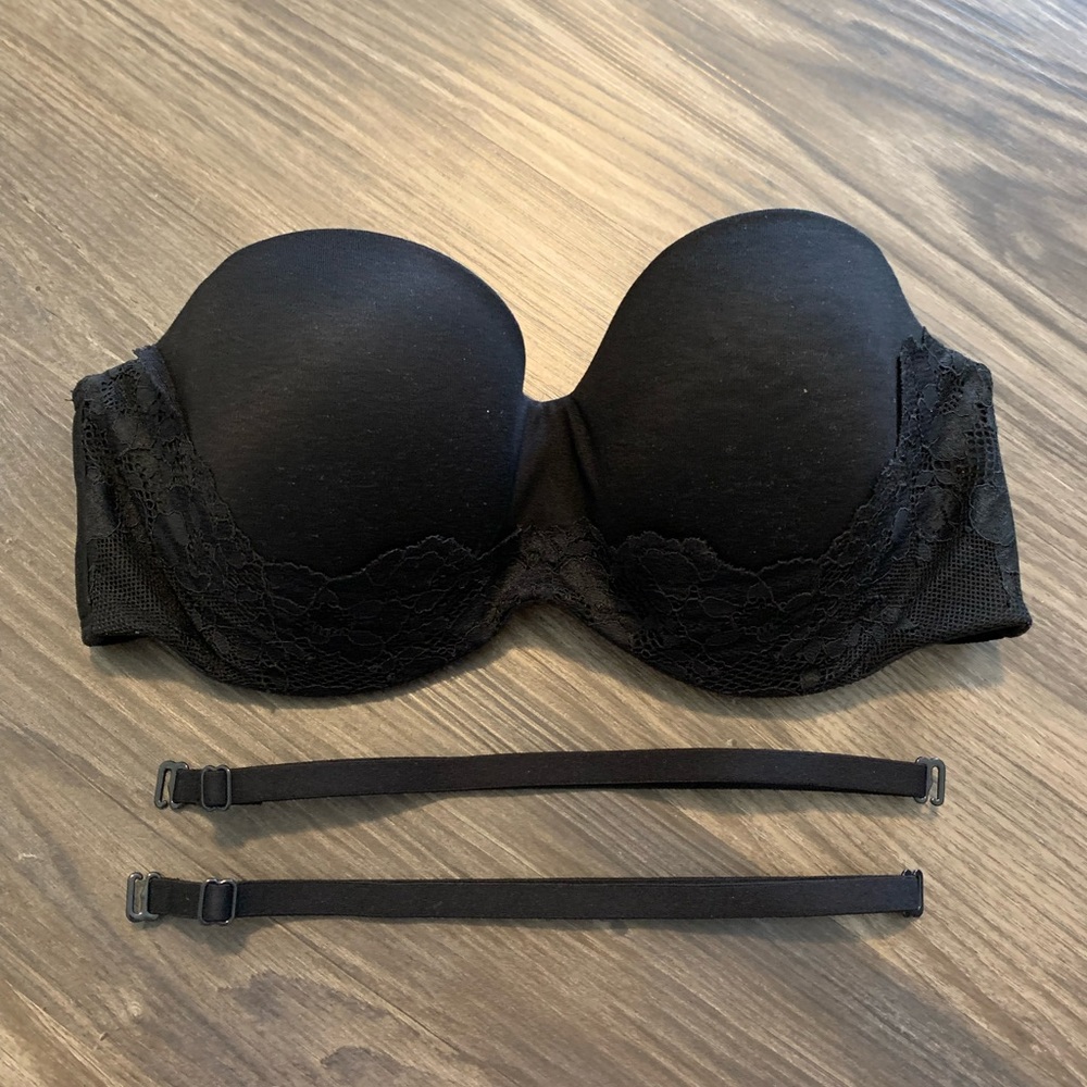 Body by Victoria Lined Strapless Bra 34C with removable straps - Black.